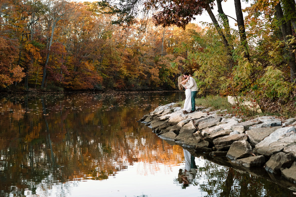 annapolis md engaged couple at waters edge