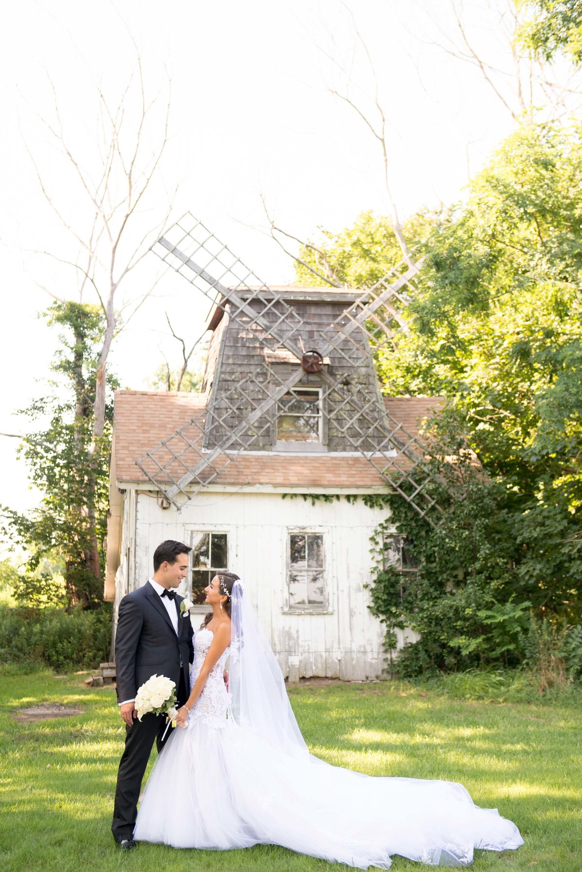 Bride and groom at the windmill