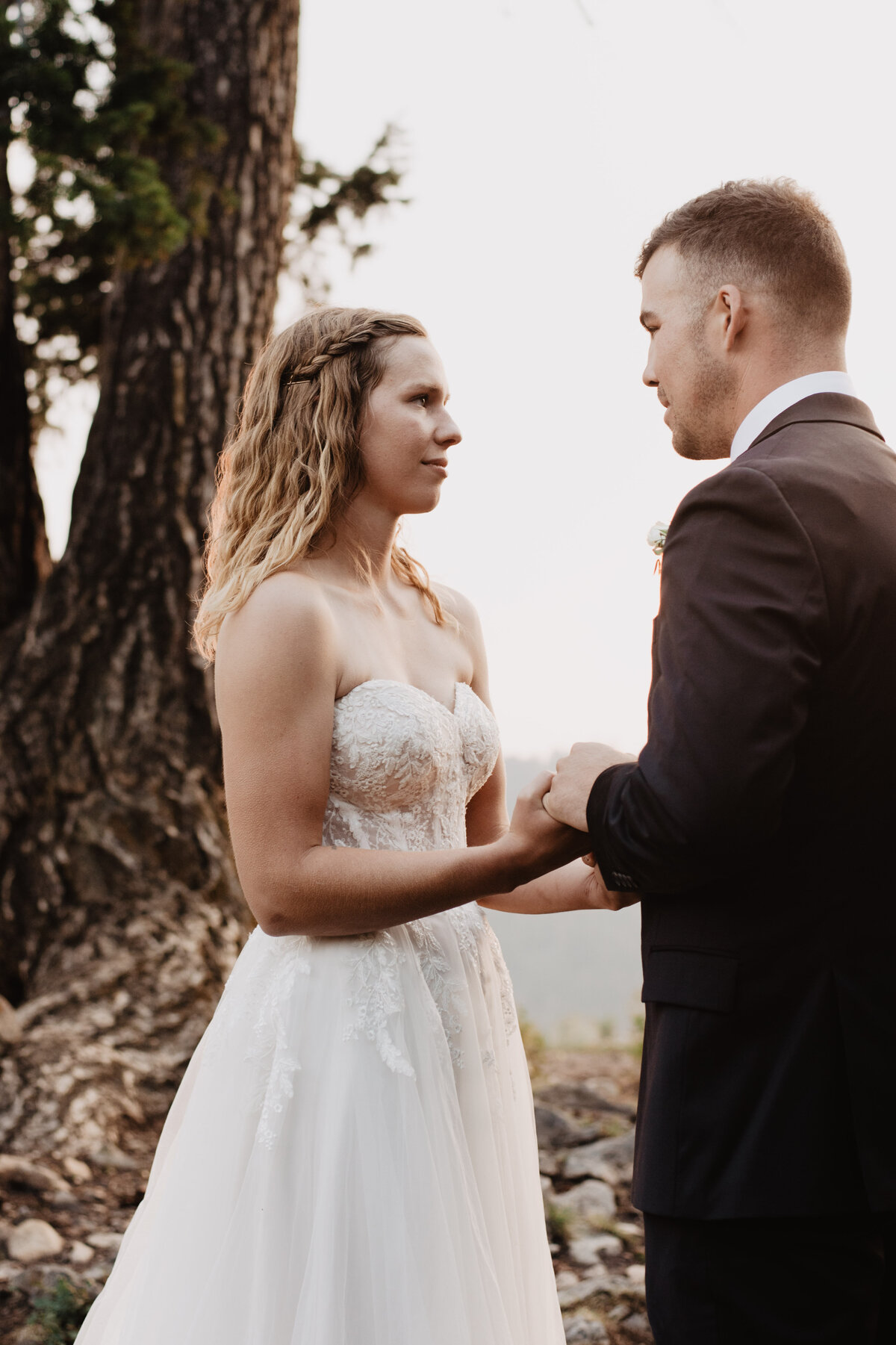 Jackson Hole Photographers capture bride looking at groom