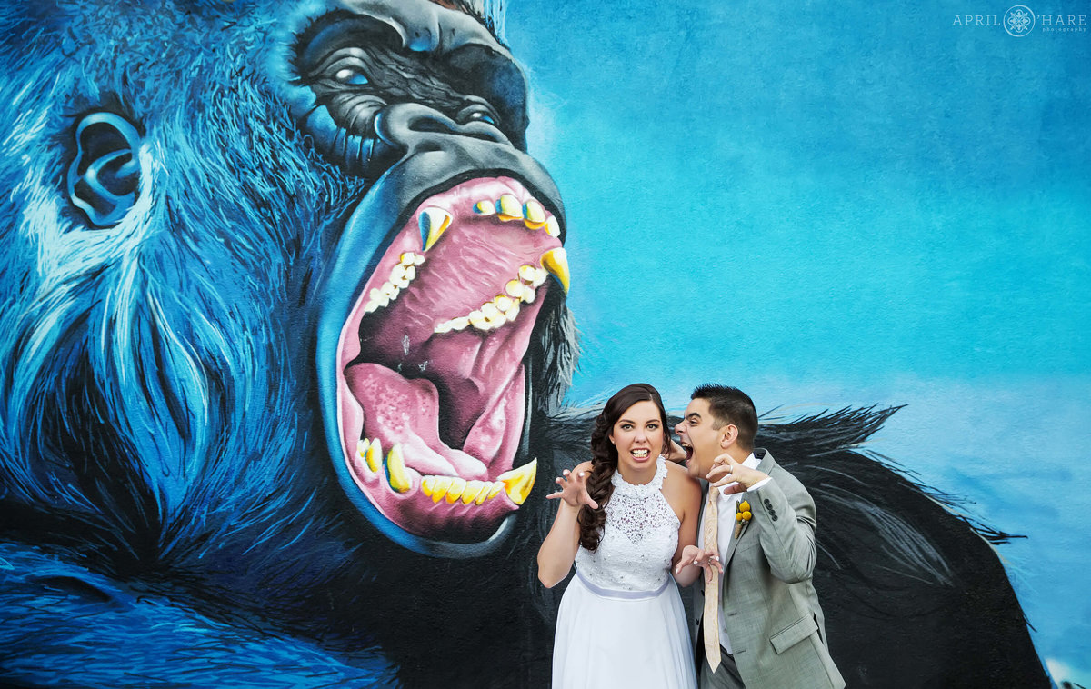 Gorilla Wall Mural Fun Denver Wedding Photographer at Artwork Network