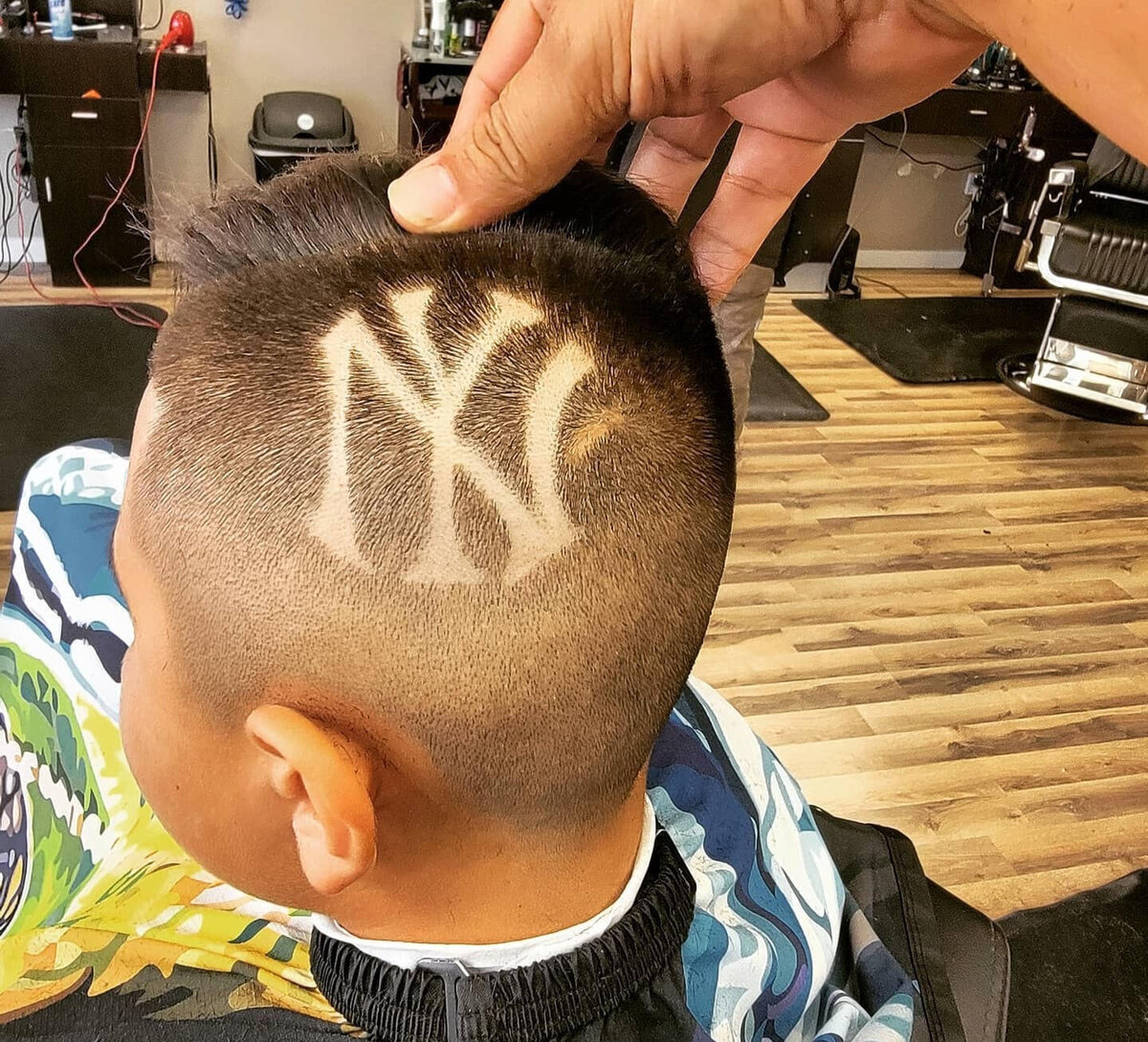 Yankees Fade for Kids - Boy's Fade Hair cut at Whos Your Barber in Venice Florida