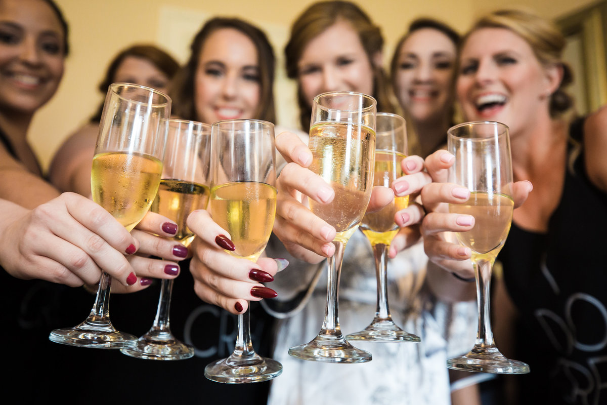 champagne toast bridesmaids
