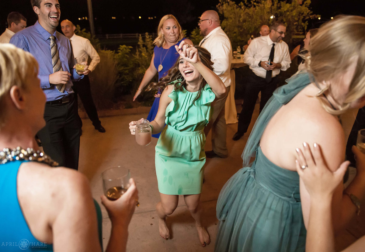 Fun Wedding Dance Floor Photos at Denver Botanic Gardens Chatfield Farms