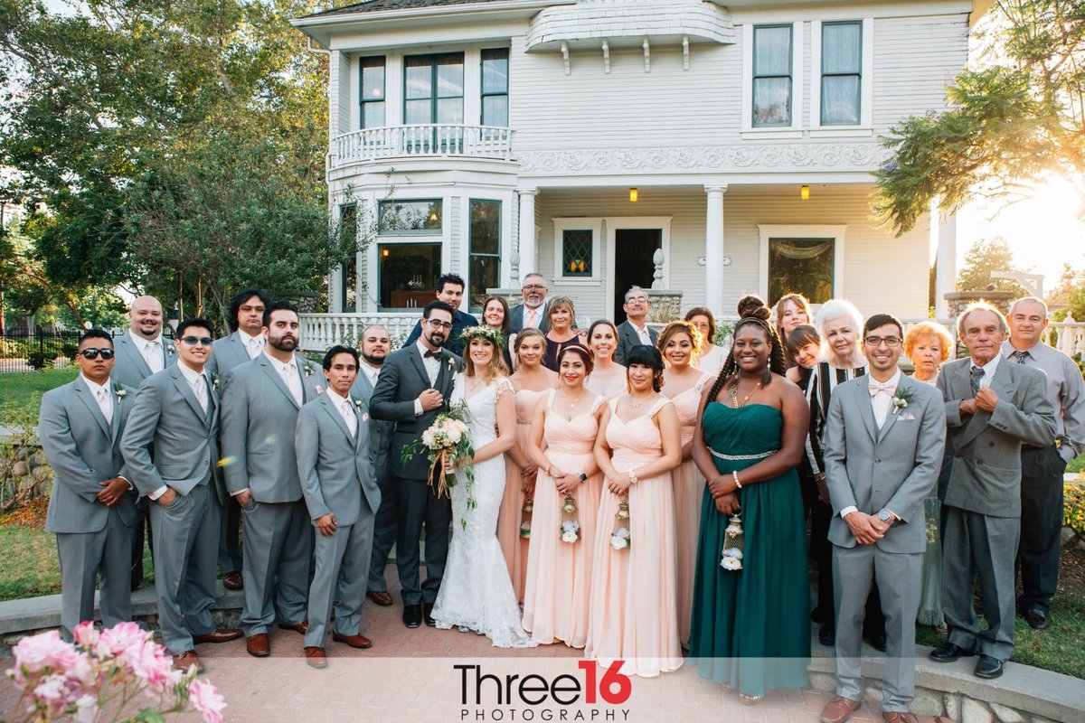 Group photo of guests with the bridal party