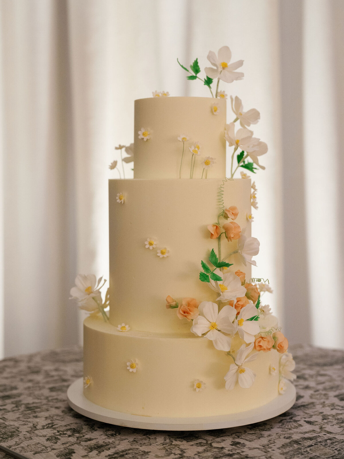 White Wedding Cake with Florals