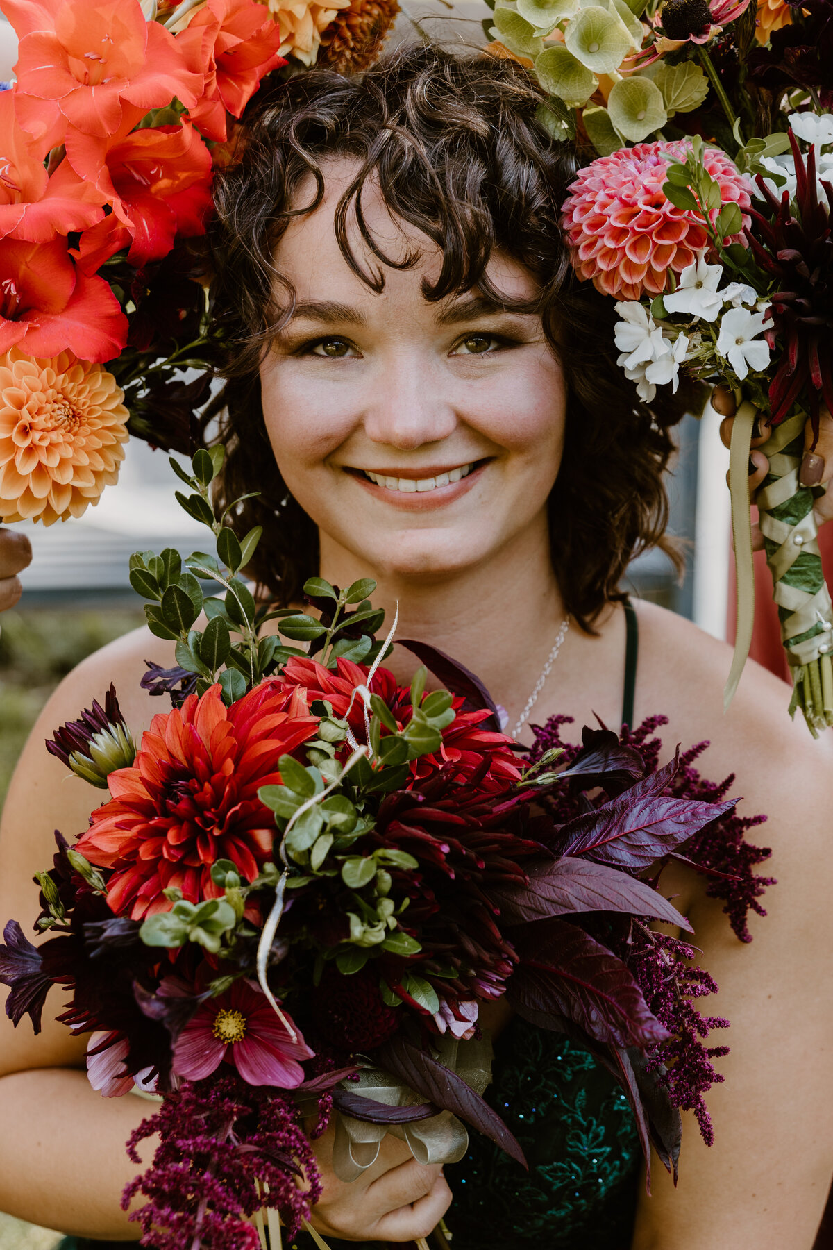 bride inside florals