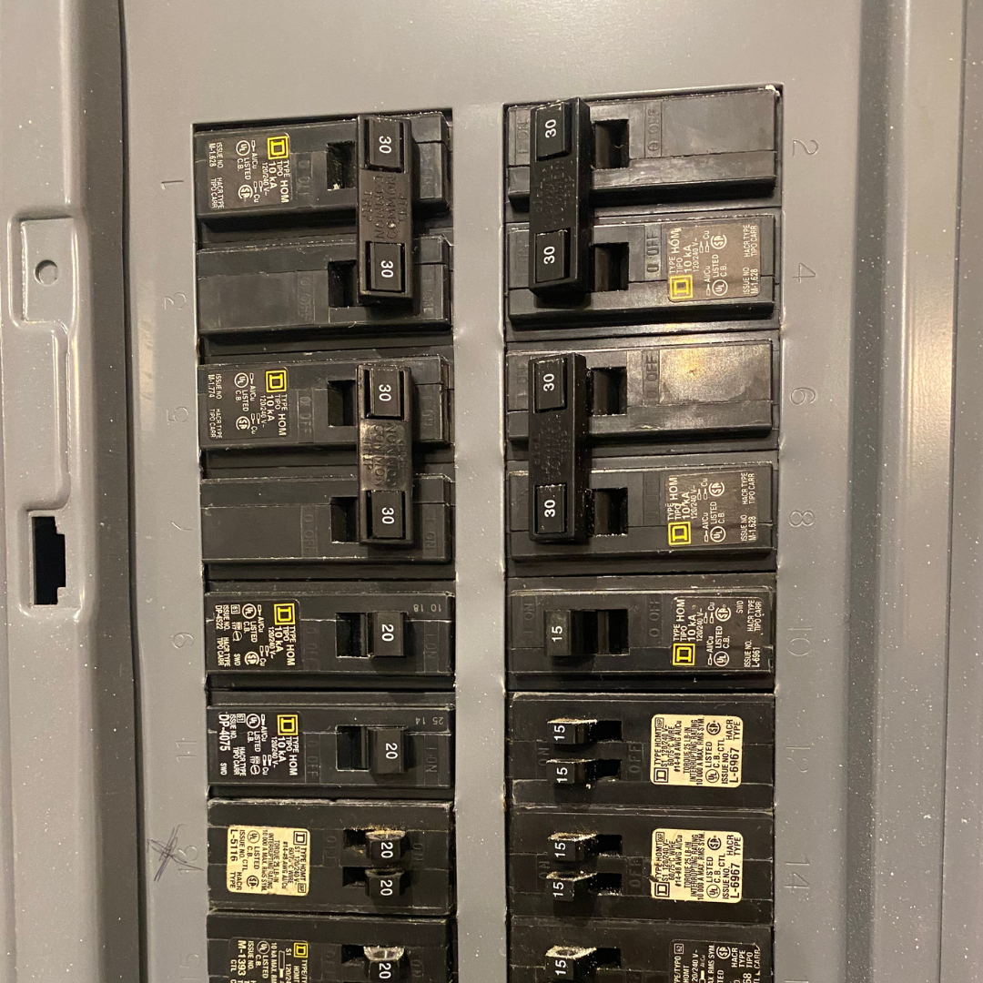Electrical Panel in a Residential Home installed by Evergreen Electric in Marietta