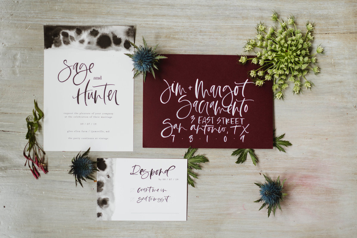 Bare Ink Co Hand Lettered invitations