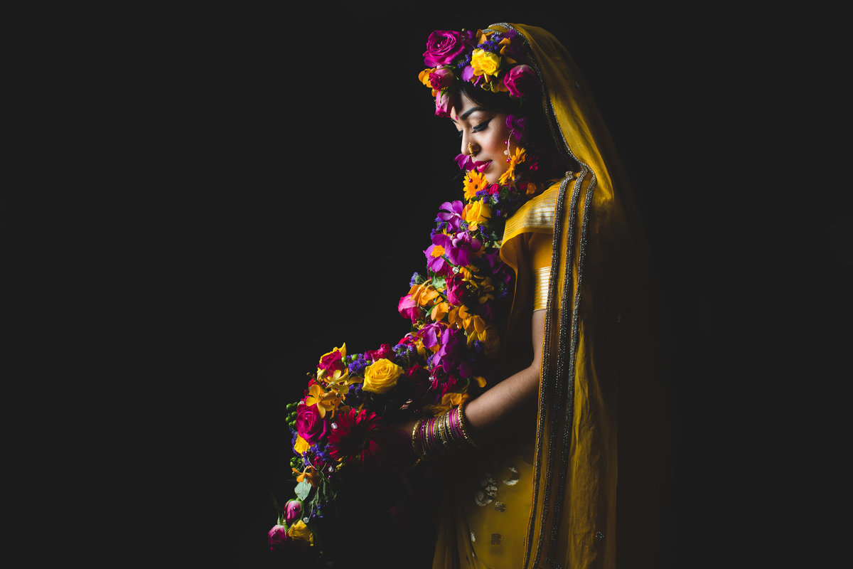 asian wedding photography yellow sari colour