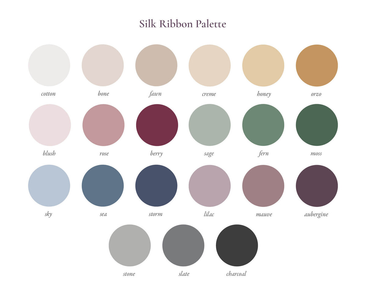 silk ribbon color palette for wedding stationery
