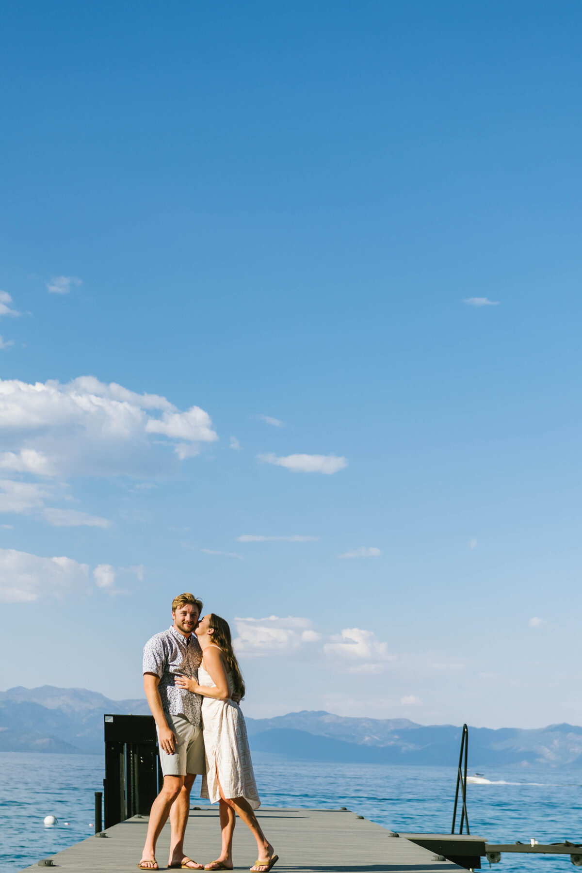 couple after proposal portraits in lake tahoe