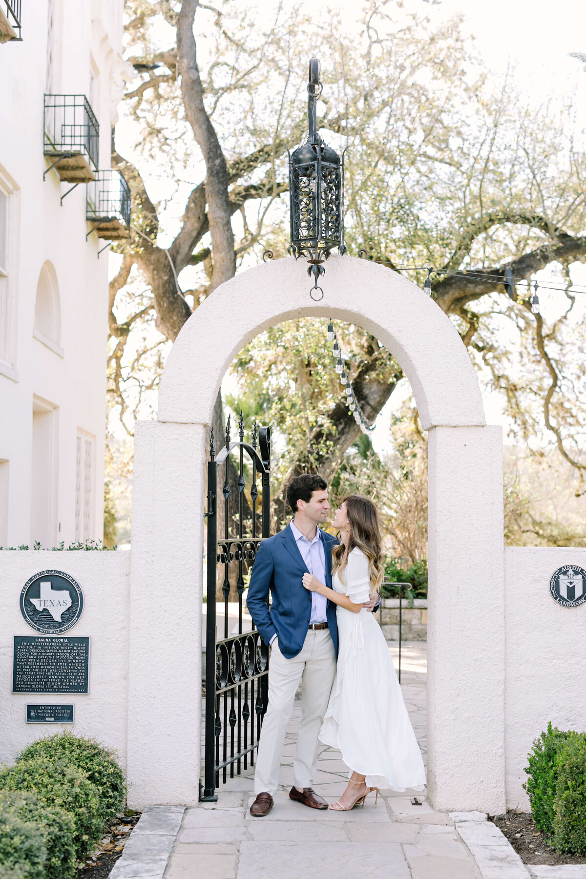 White and blue engagement session outfits
