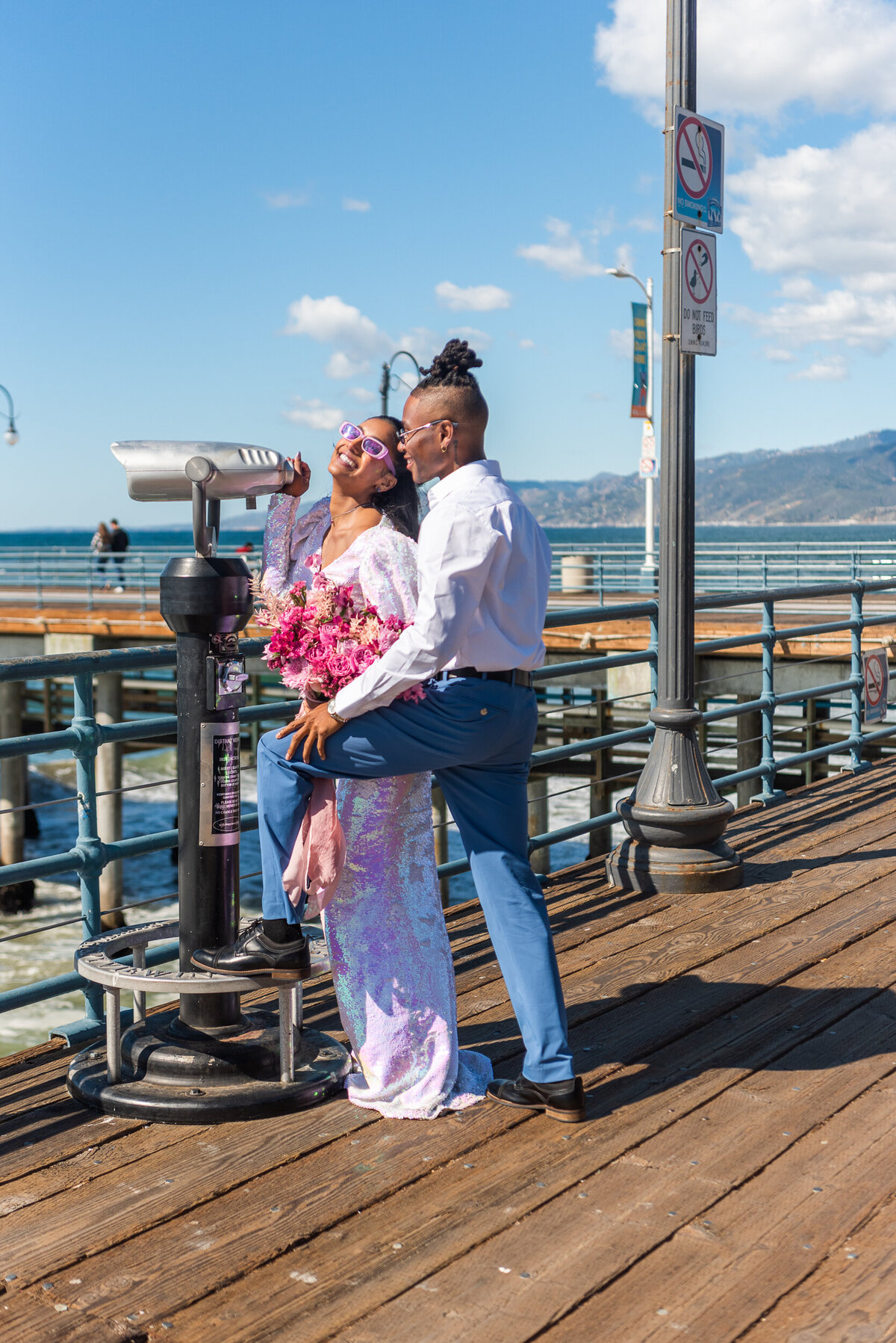 Couple elopes on Pier in Santa Monica