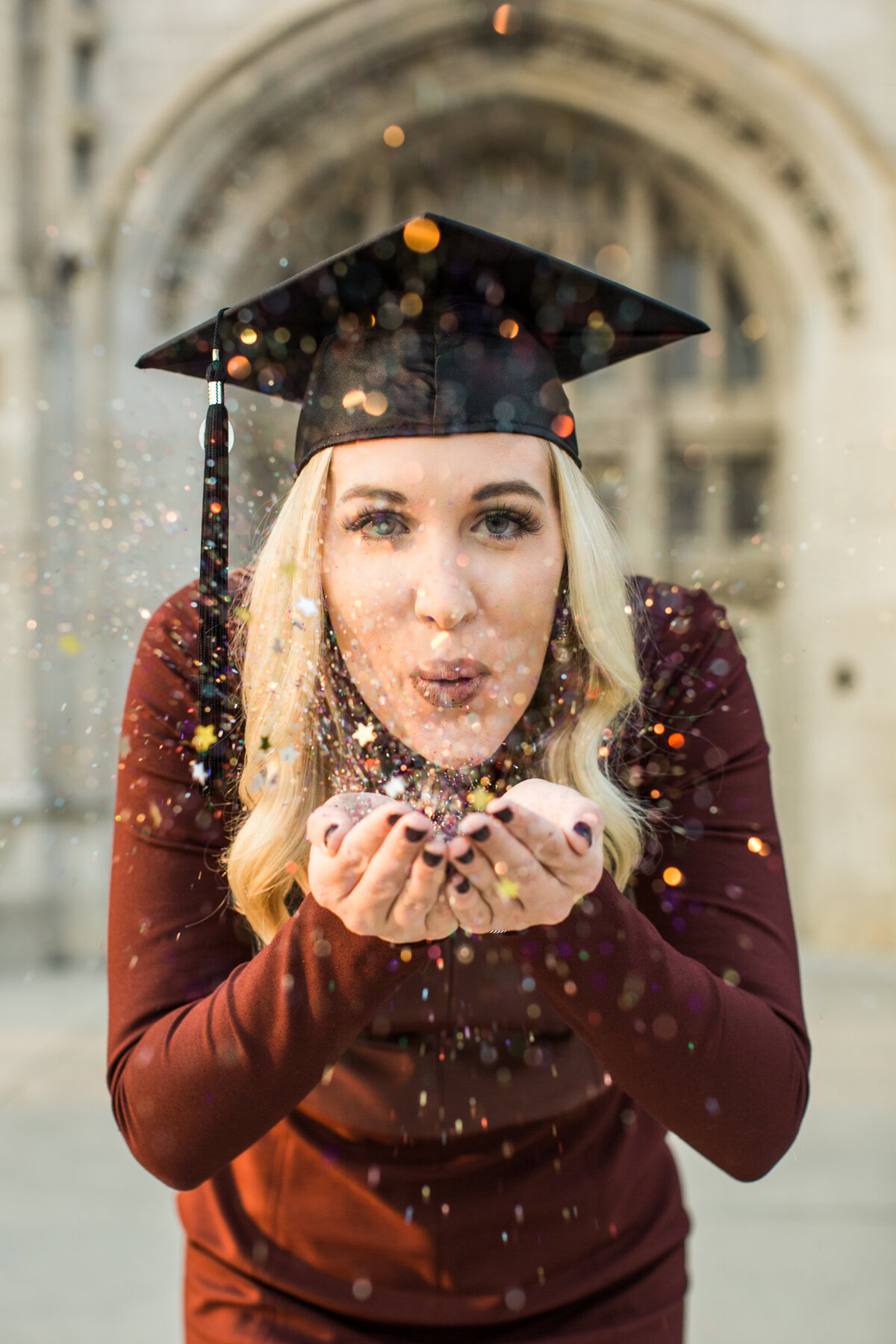 Tennessee college senior grad pictures blow glitter