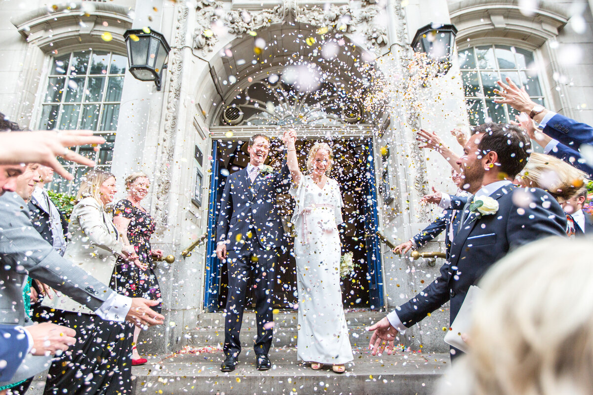 Confetti exit for newlyweds