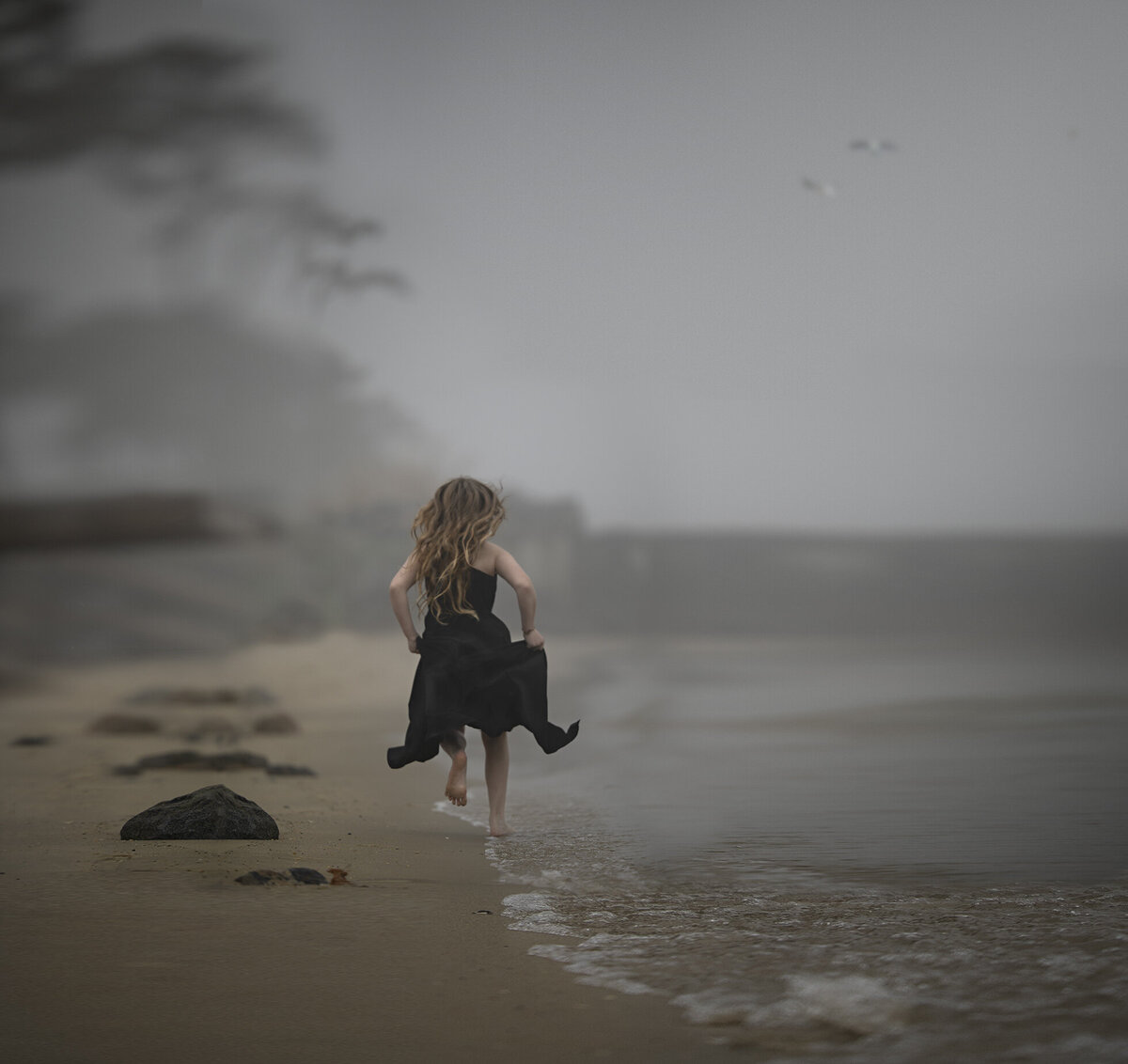 Nellie Running on Beach in Black 2022 copy