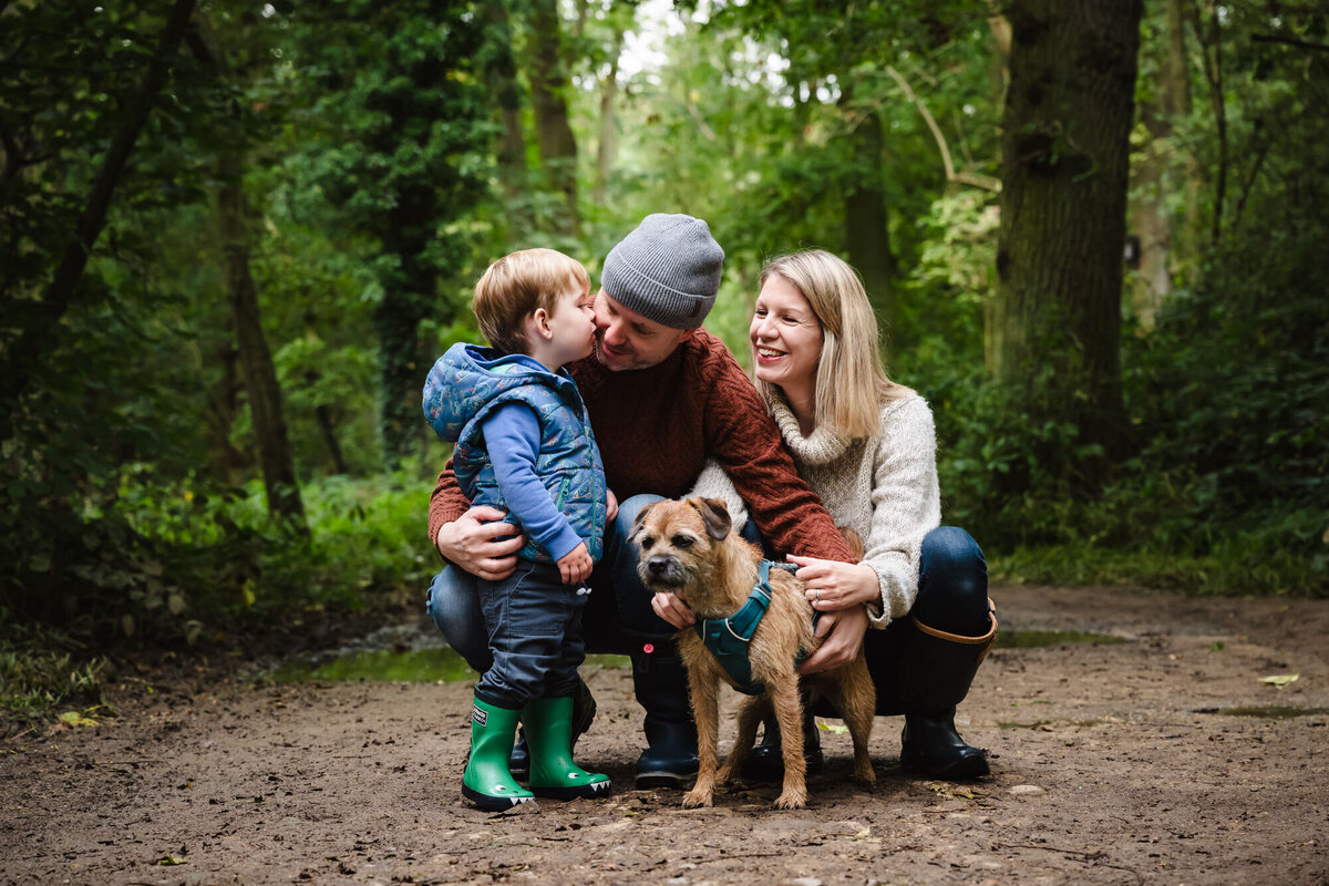 Famil with their dog at barnsdale woods