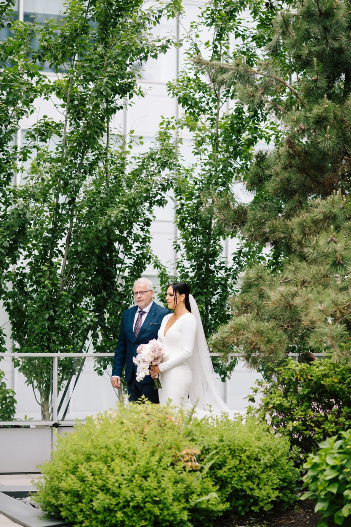 white-wedding-ceremony-tent-city-bride-dad