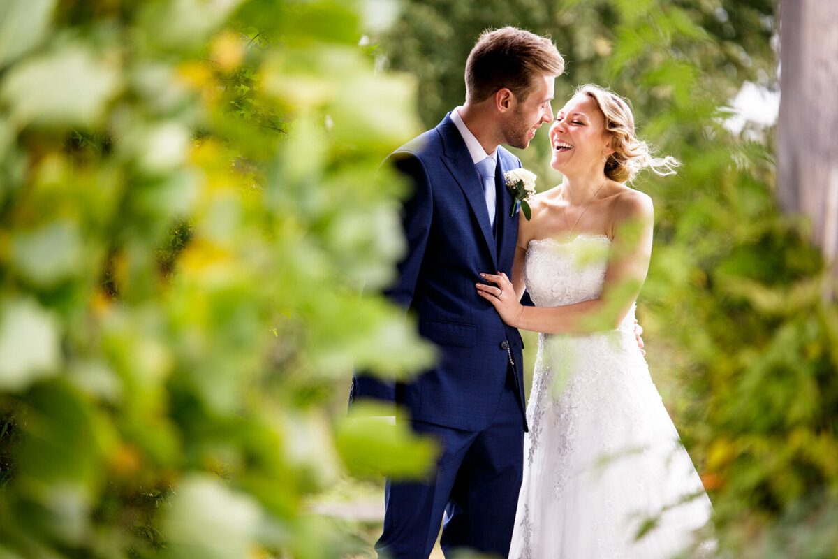 relaxed portrait of wedding couple