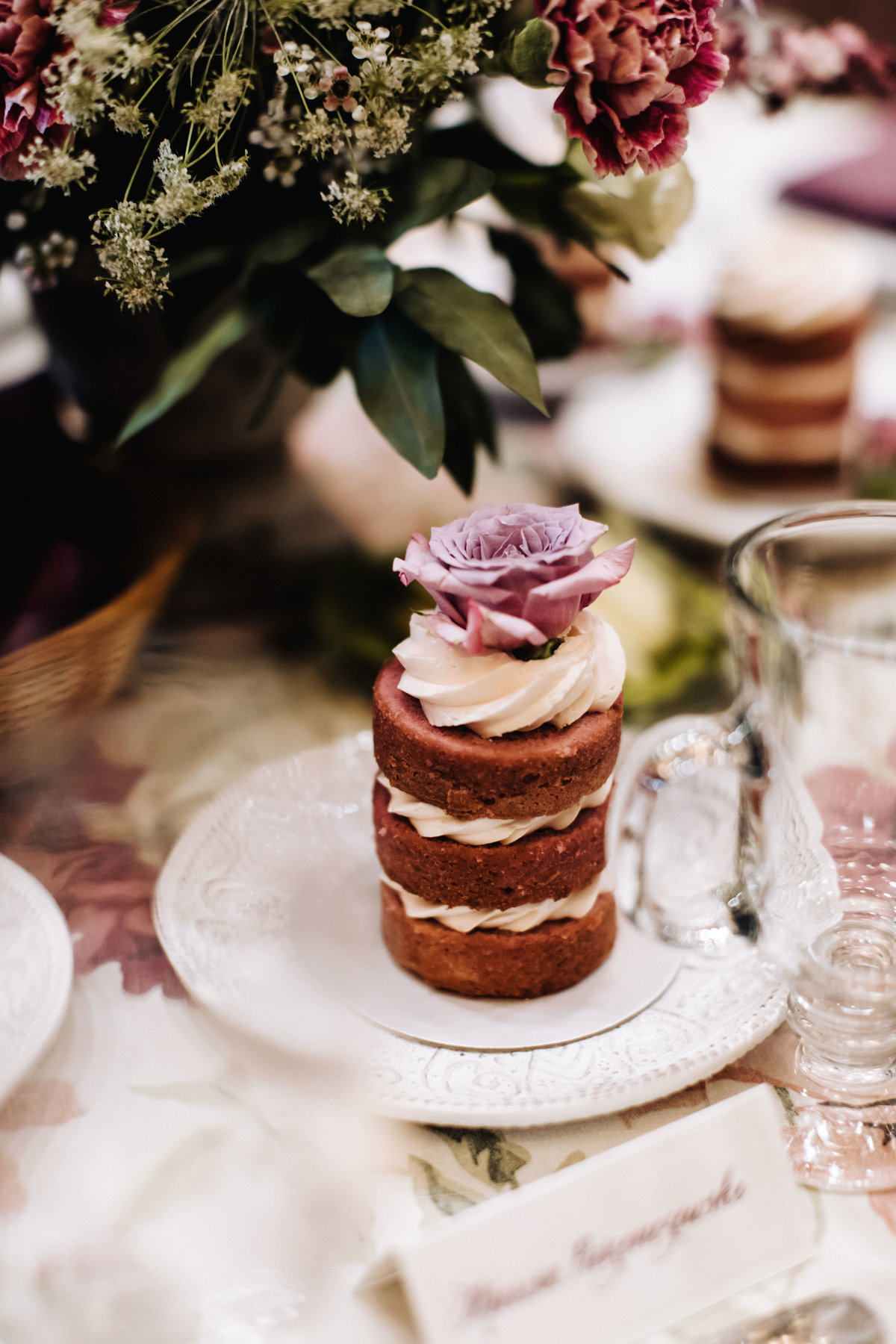 lavender spray rose on cake
