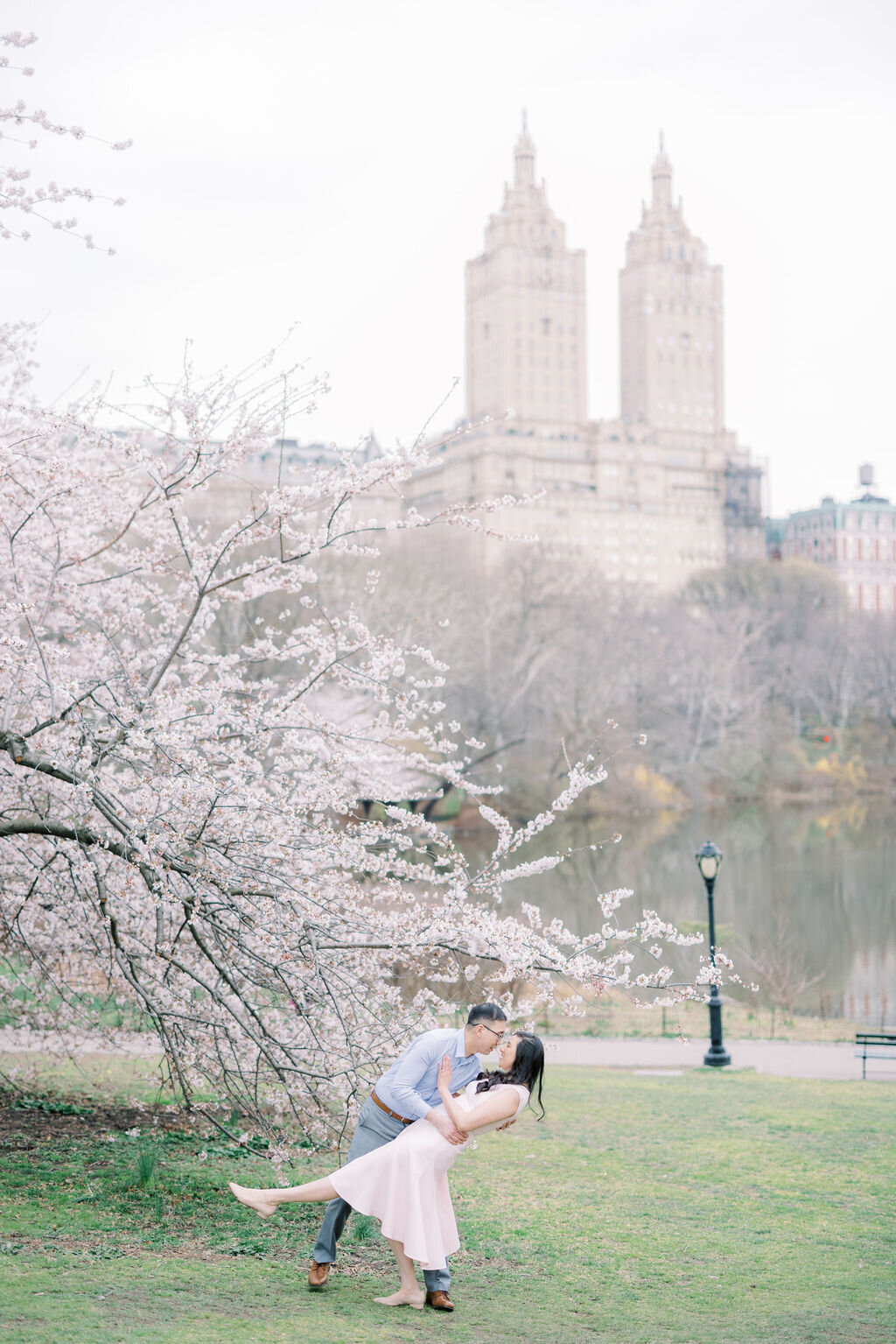 Central Park Cherry Blossom Engagement session 1114