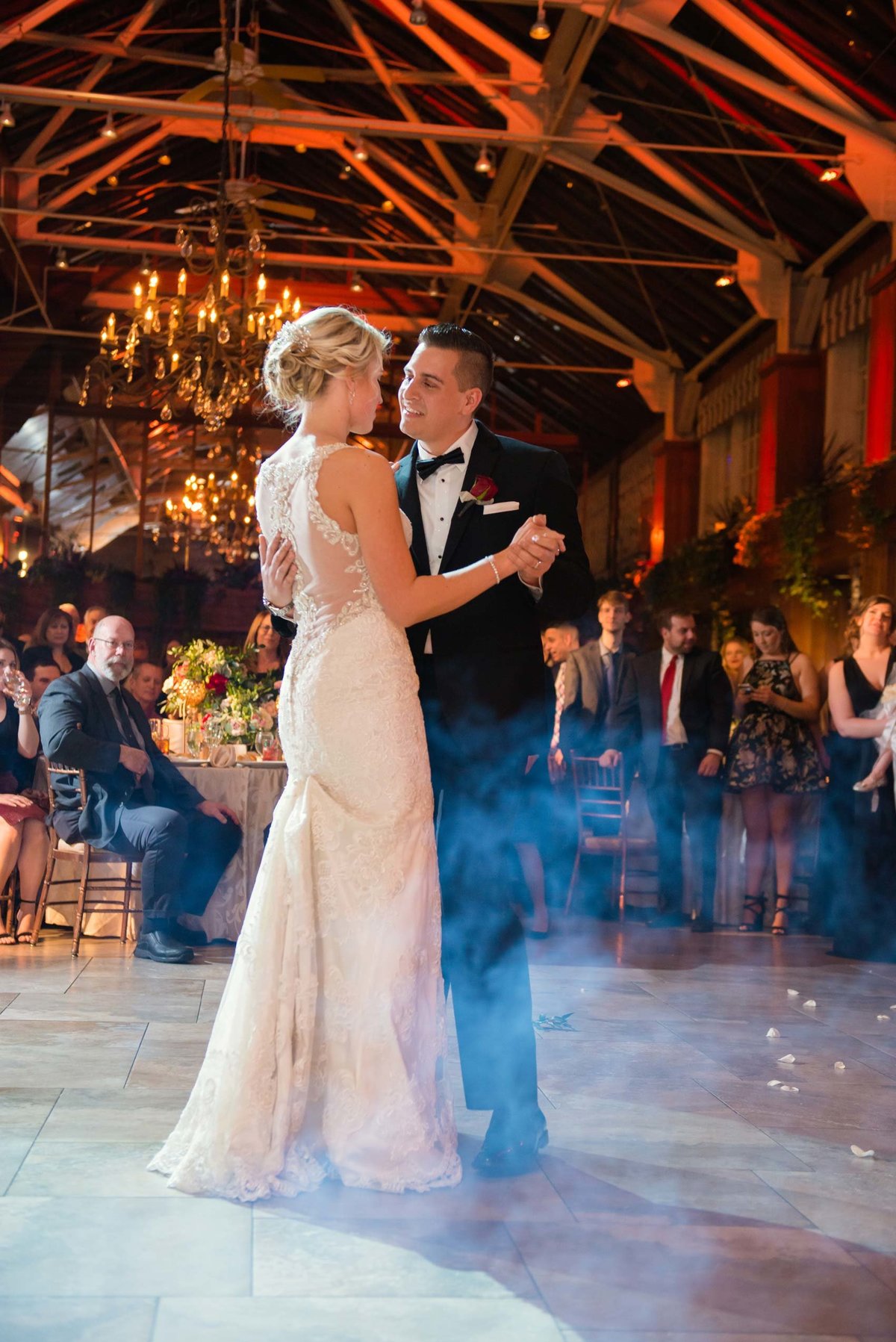 Bride and groom dance at Fox Hollow