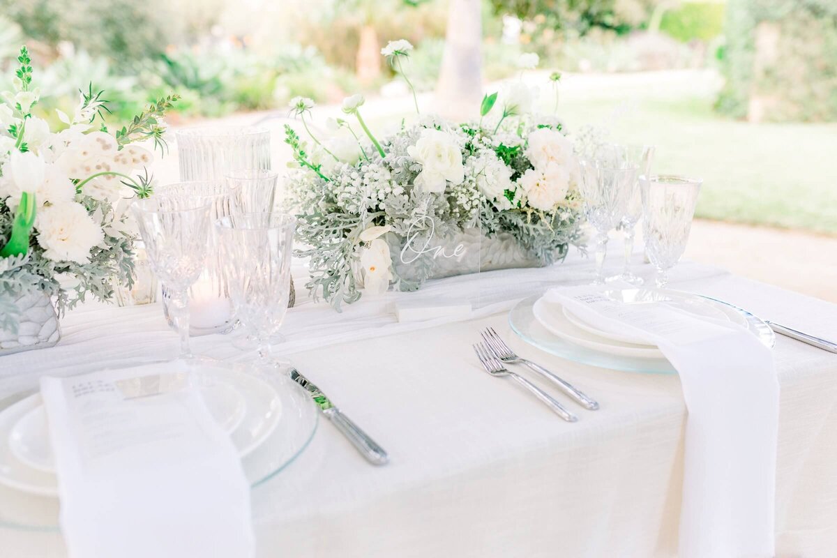 white elopement place setting