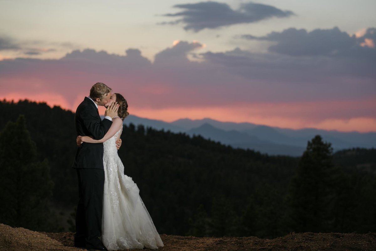 sunset mountain wedding photos