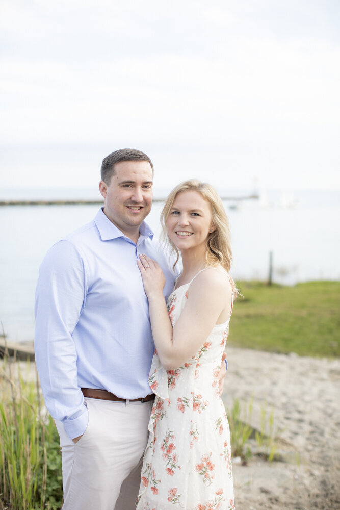 couple posing for classic engagement portraits in Southport CT