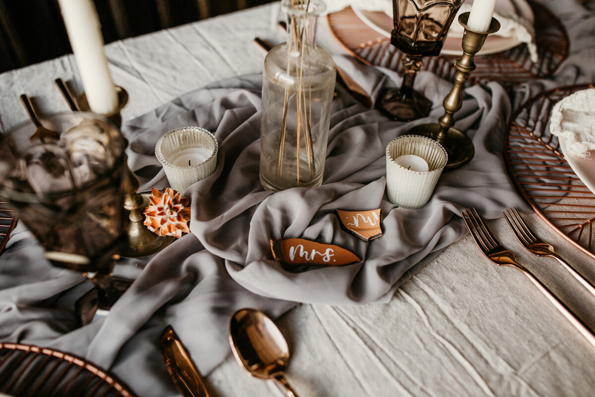 details of a wedding table set up