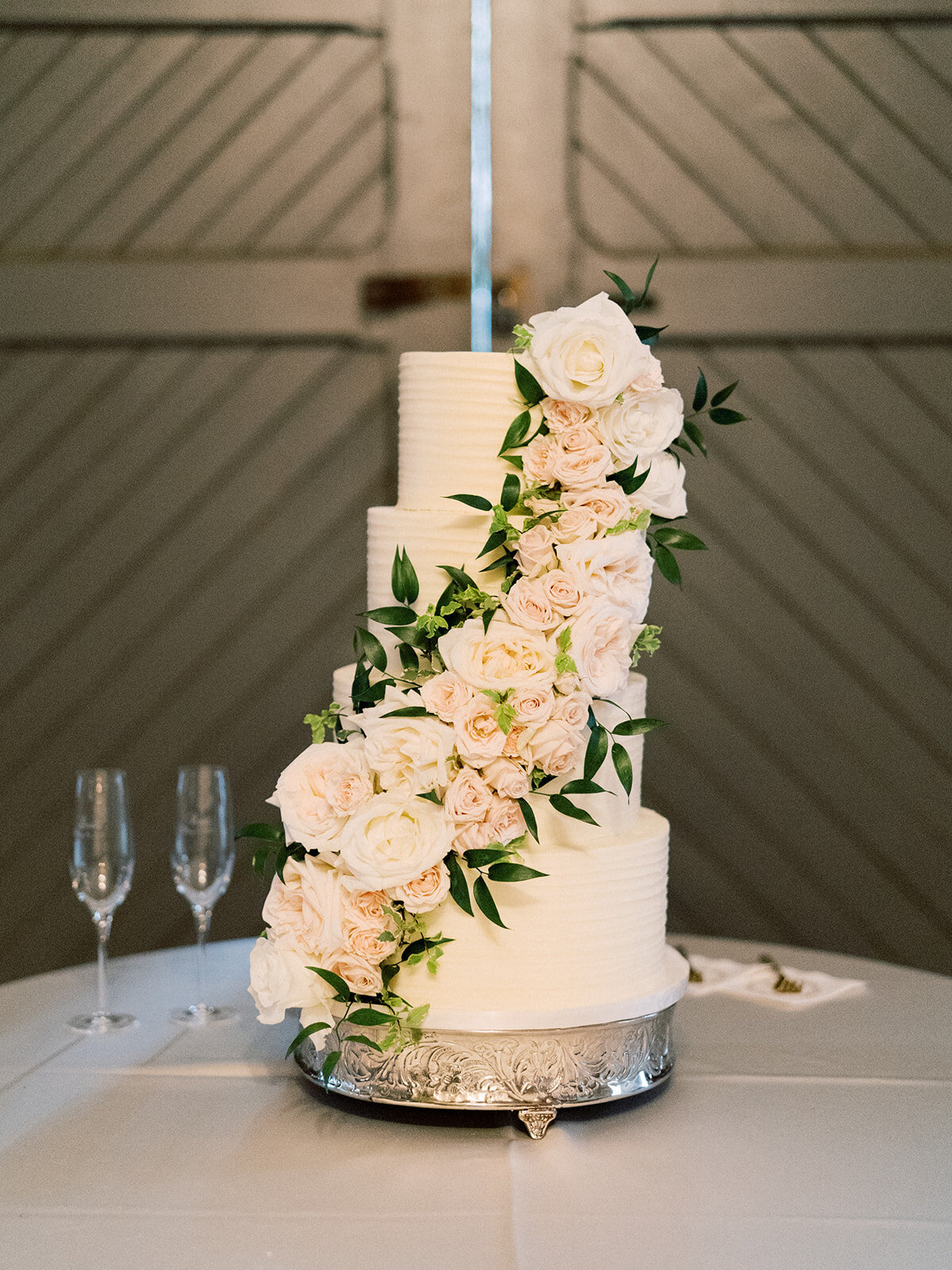 20 Tiered Wedding Cake with Flowers Nashville Wedding Planner EBJ & Company 