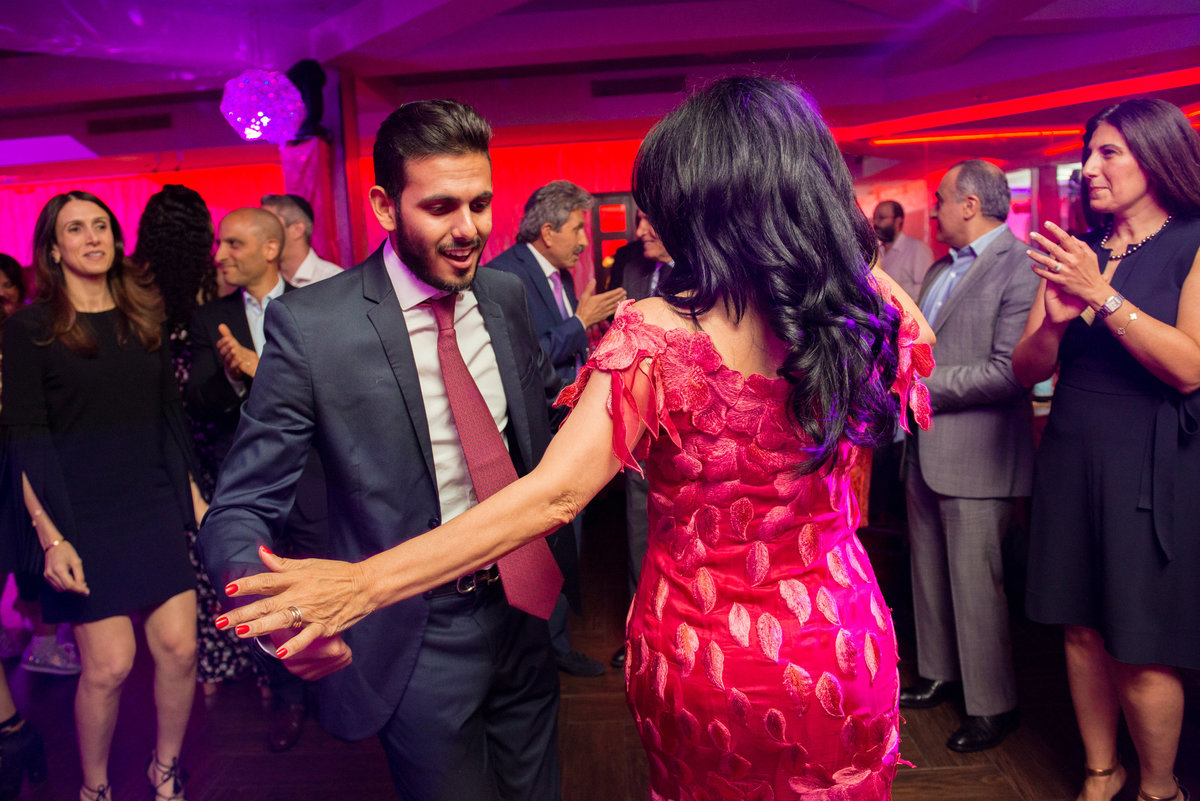 family dancing at wedding reception at Sephardic Temple