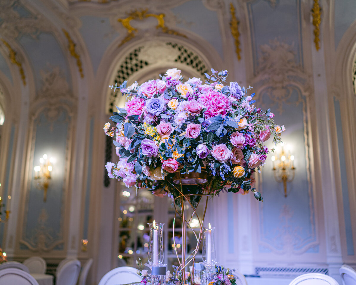Stunning wedding florals for Asian wedding at the Savoy Hotel in London