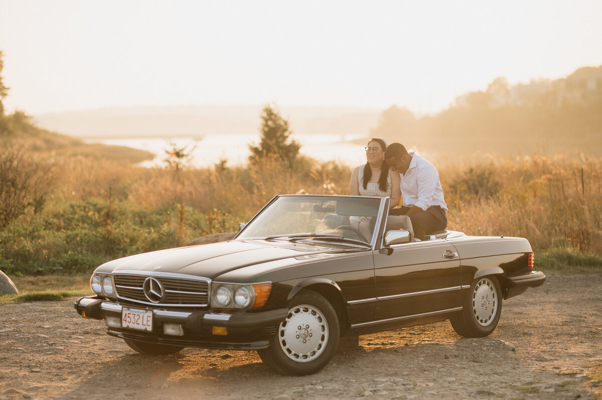 boston-engagement-phographers-costal-beach-vintage-car-cape-maine-couples-bipoc