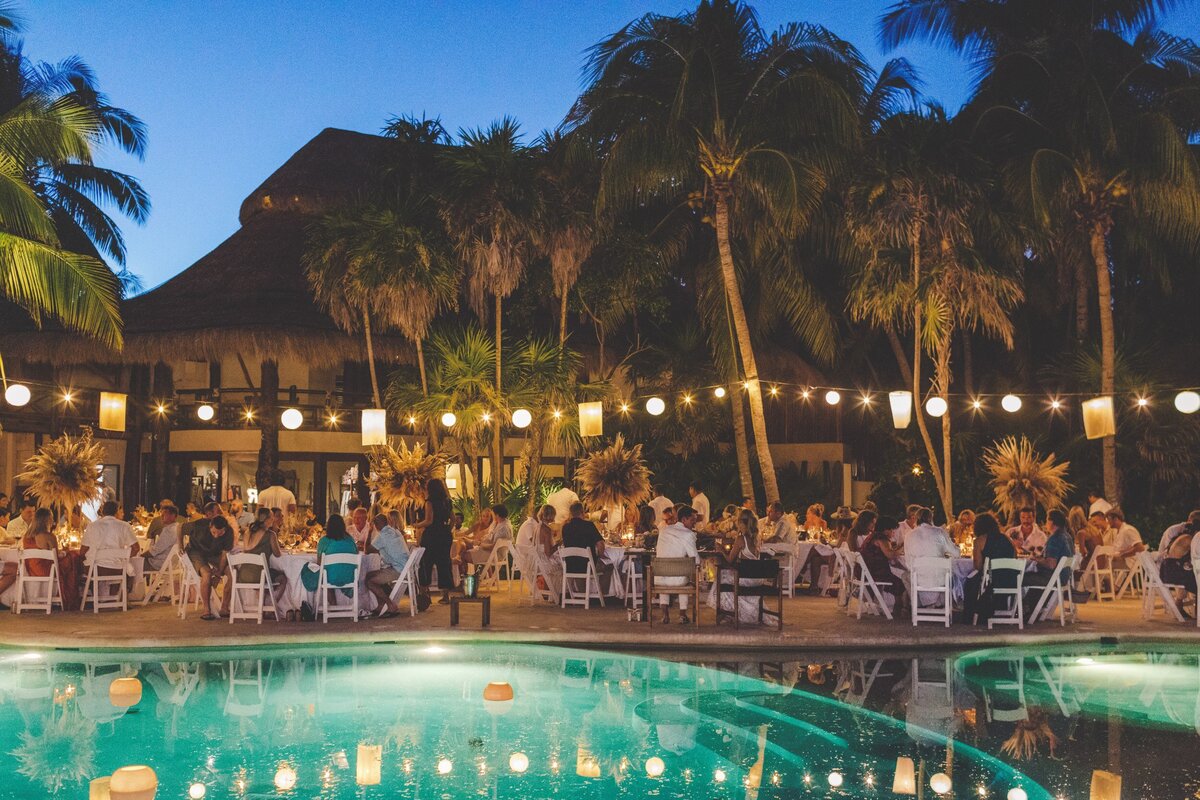 Reception location with guests at viceroy riviera maya wedding