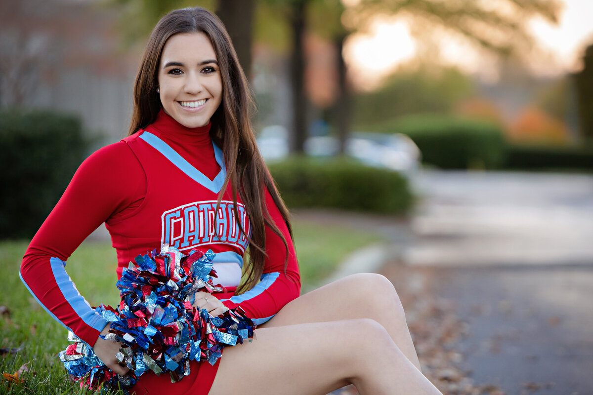Charlotte Catholic High School Cheerleader senior photos by Carolyn Ann Ryan