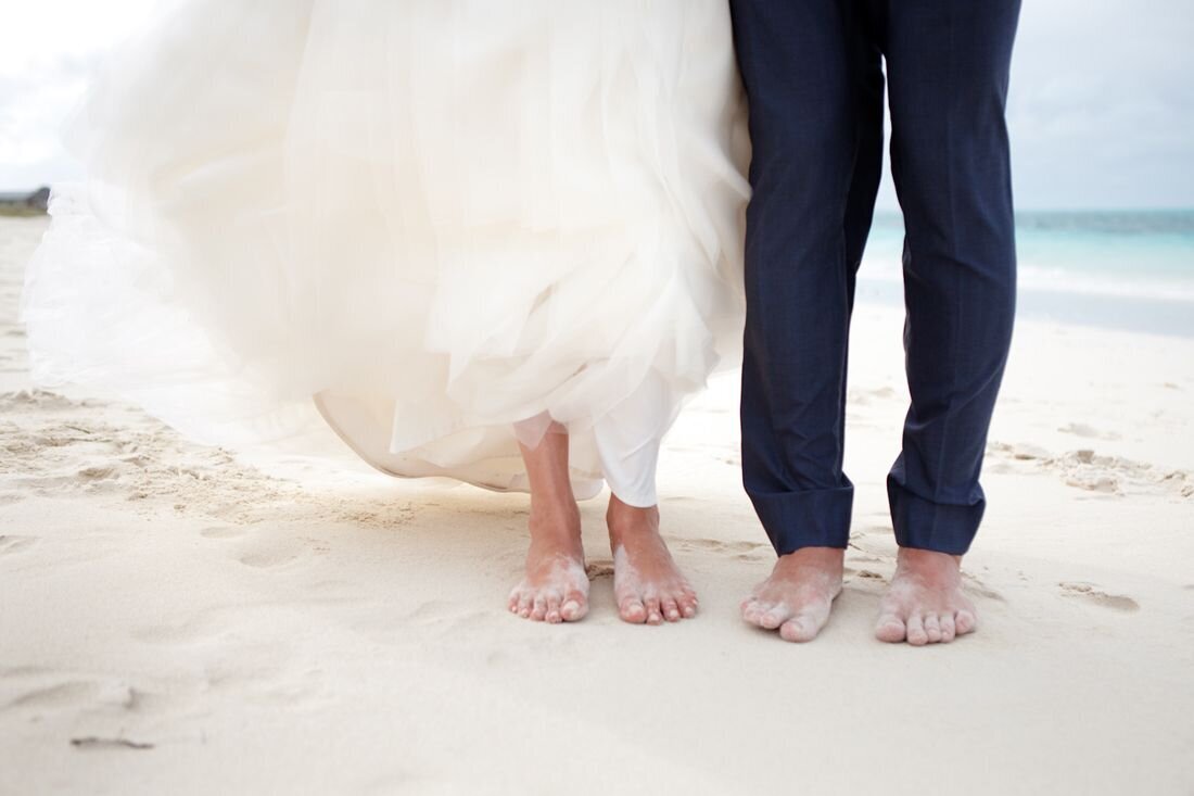 Bride and Groom Feet in Sand