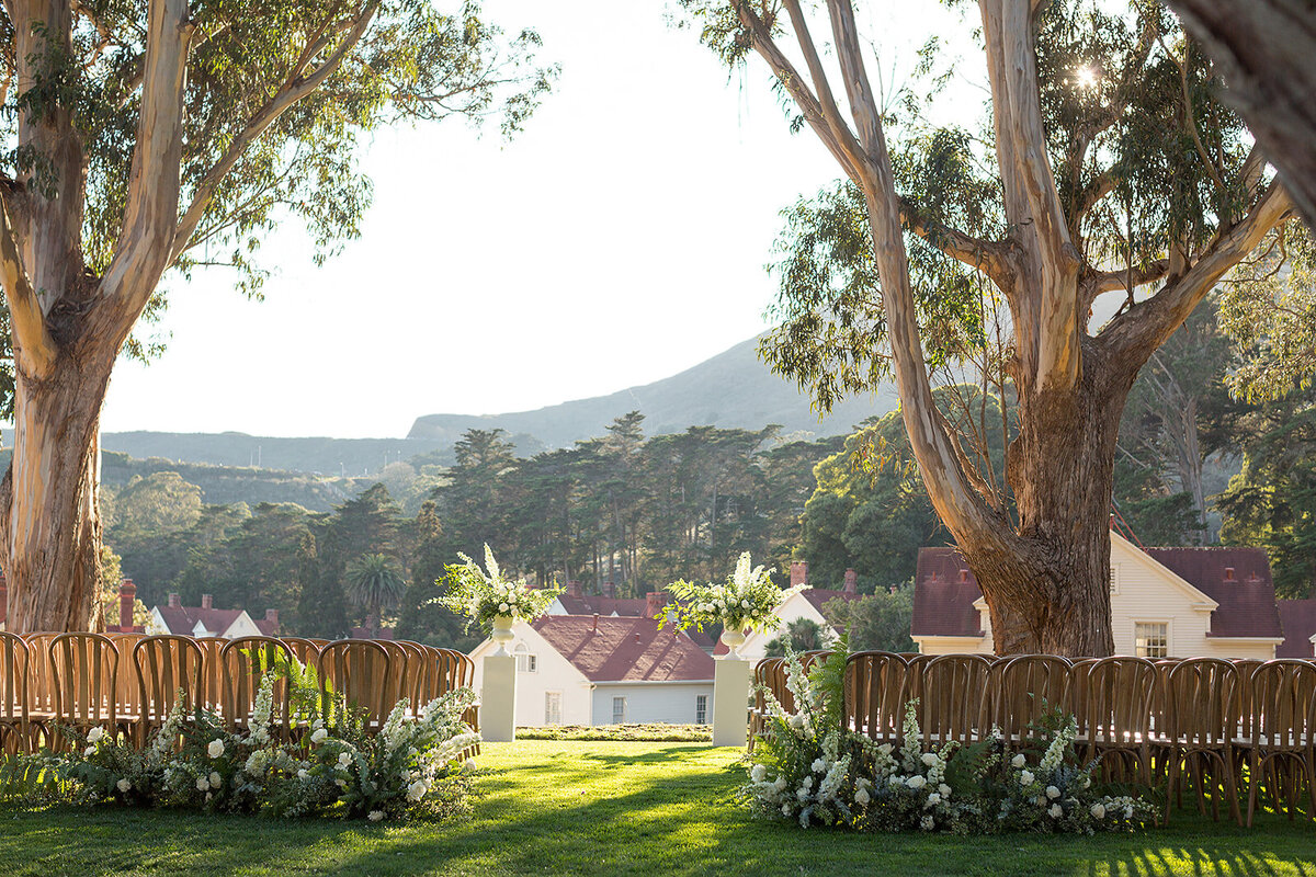 Cavallo Point wedding ceremony white green