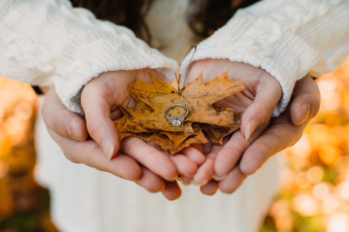 fall leaves wedding rings