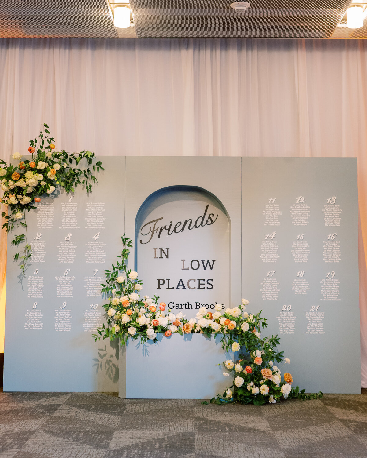 Friends in Low places acrylic escort card wall