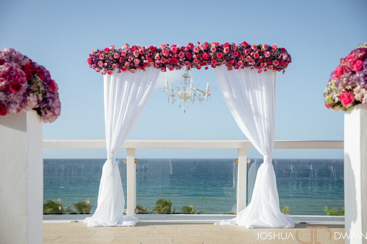 Oh Niki Occasions Jamaica Destination wedding rooftop oceanview ceremony by Joshua Dwain Photography