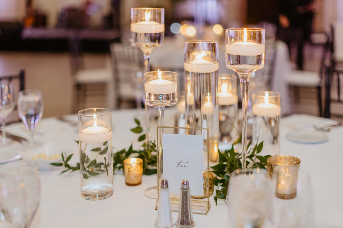 reception table decor at the depot hotel wedding