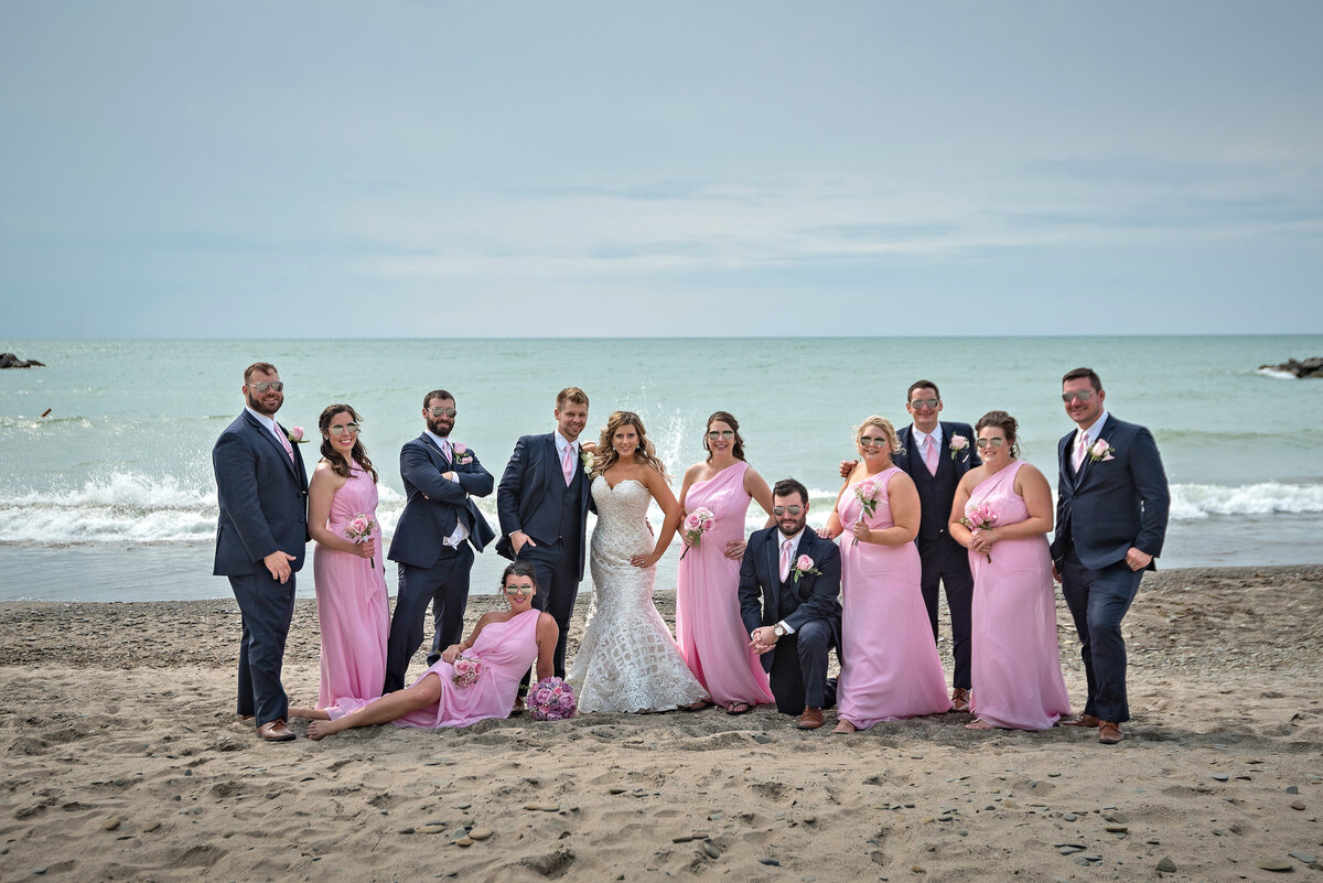 Bridal party at Presque Isle State Park by Lake Erie.