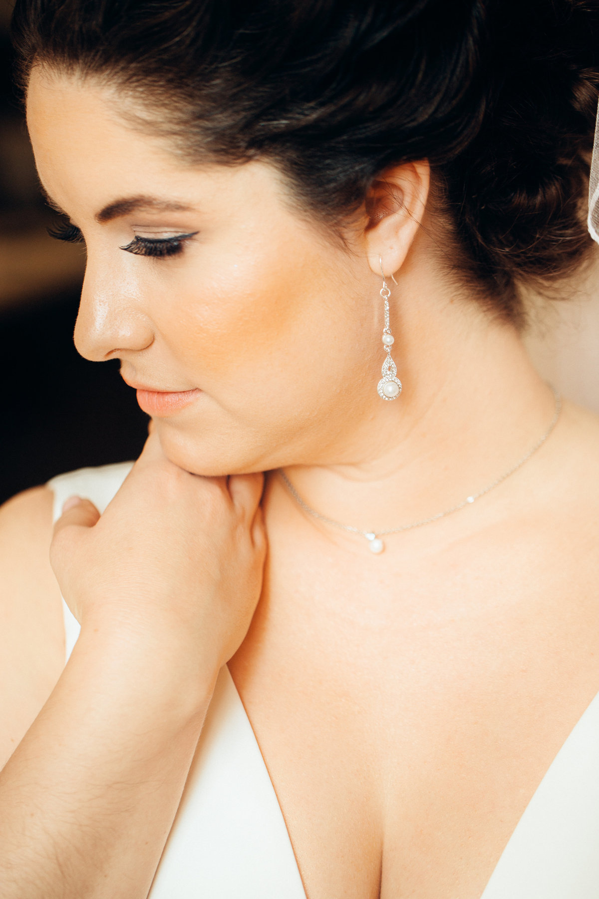 Bride With Earrings Wedding Photo
