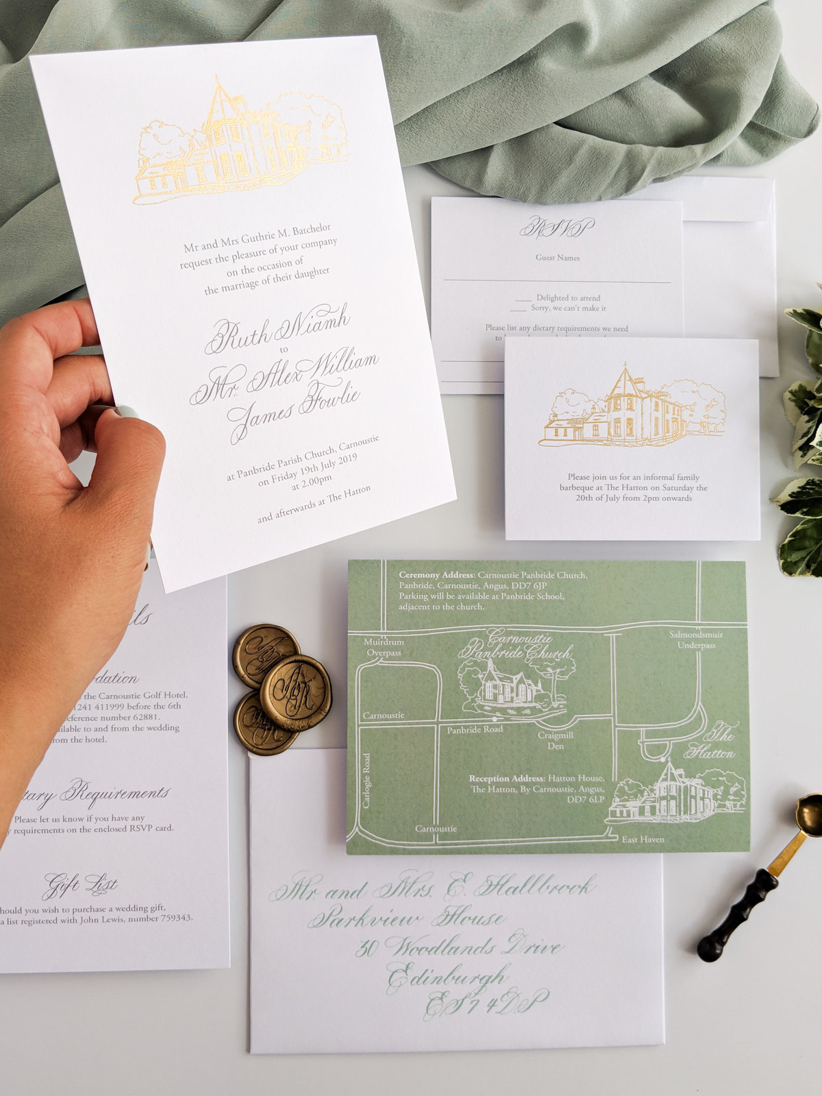 Gold Venue Invitations | Jenni Liandu Calligraphy