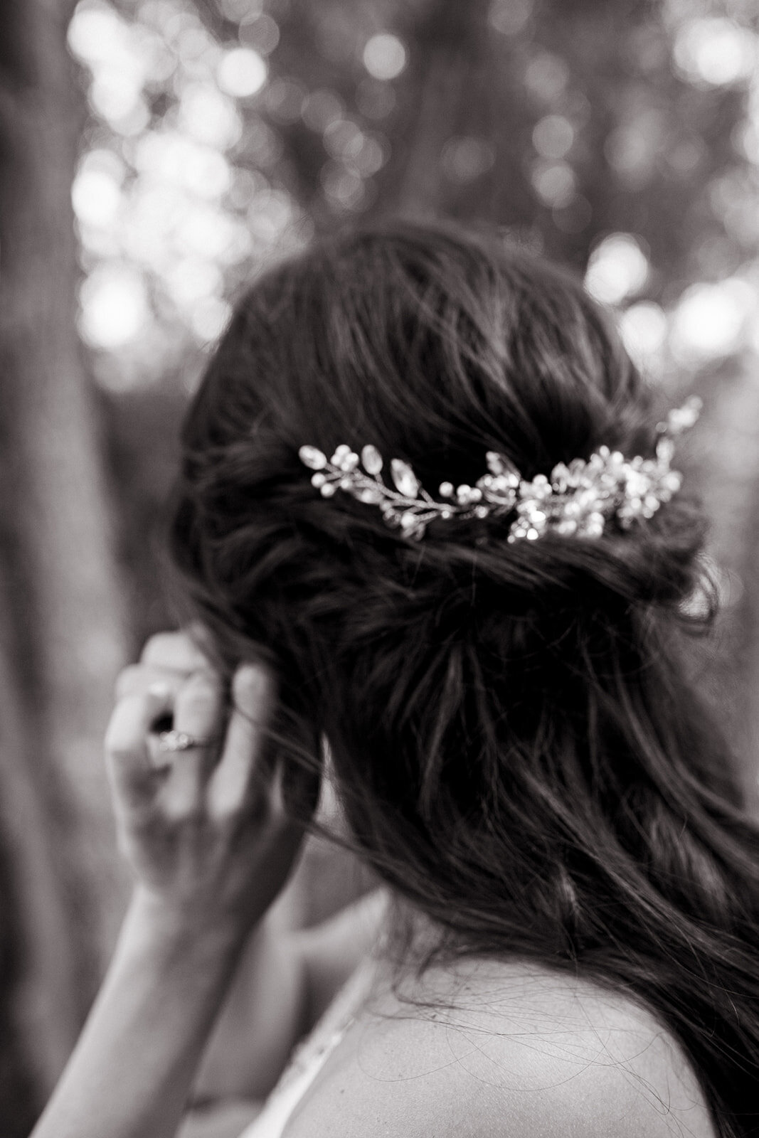 Bridal floral hair piece for wedding