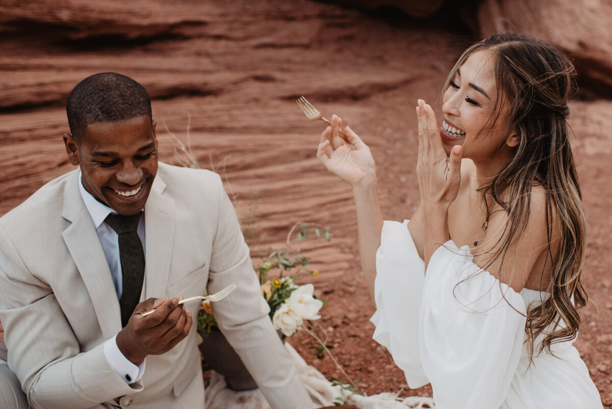 Utah Elopement Photographer captures couple laughing together