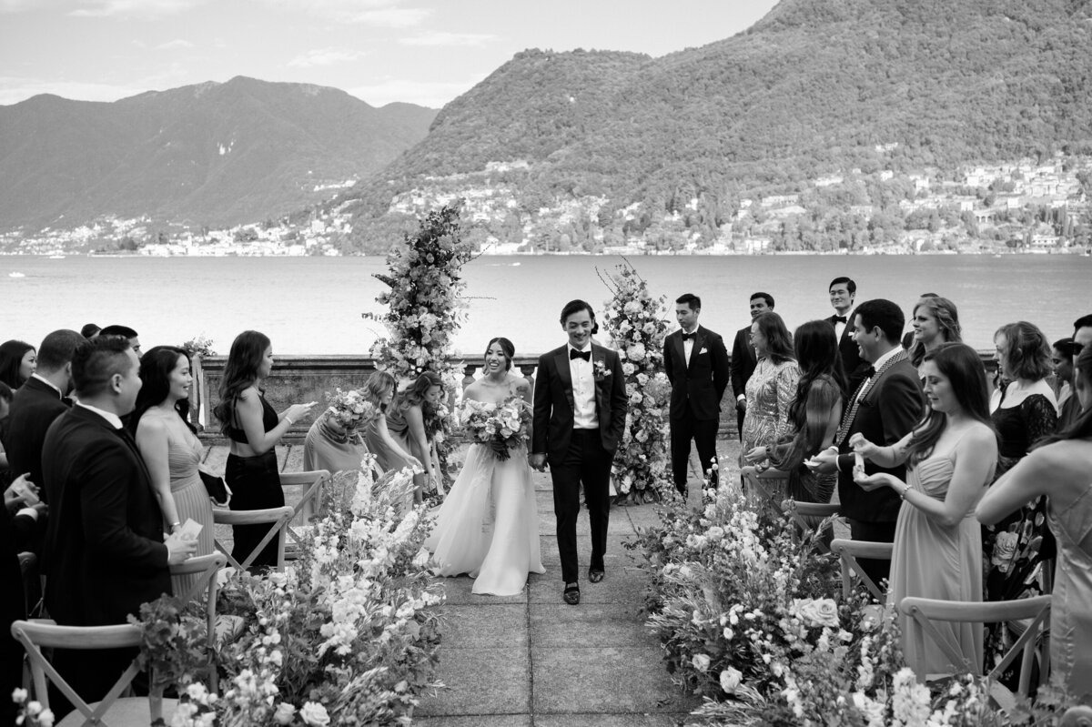 Romantic wedding ceremony in lake como