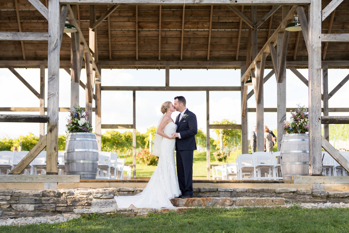 Jennifer & Eric embracing just moments after they were married in Cannon Falls Minnesota