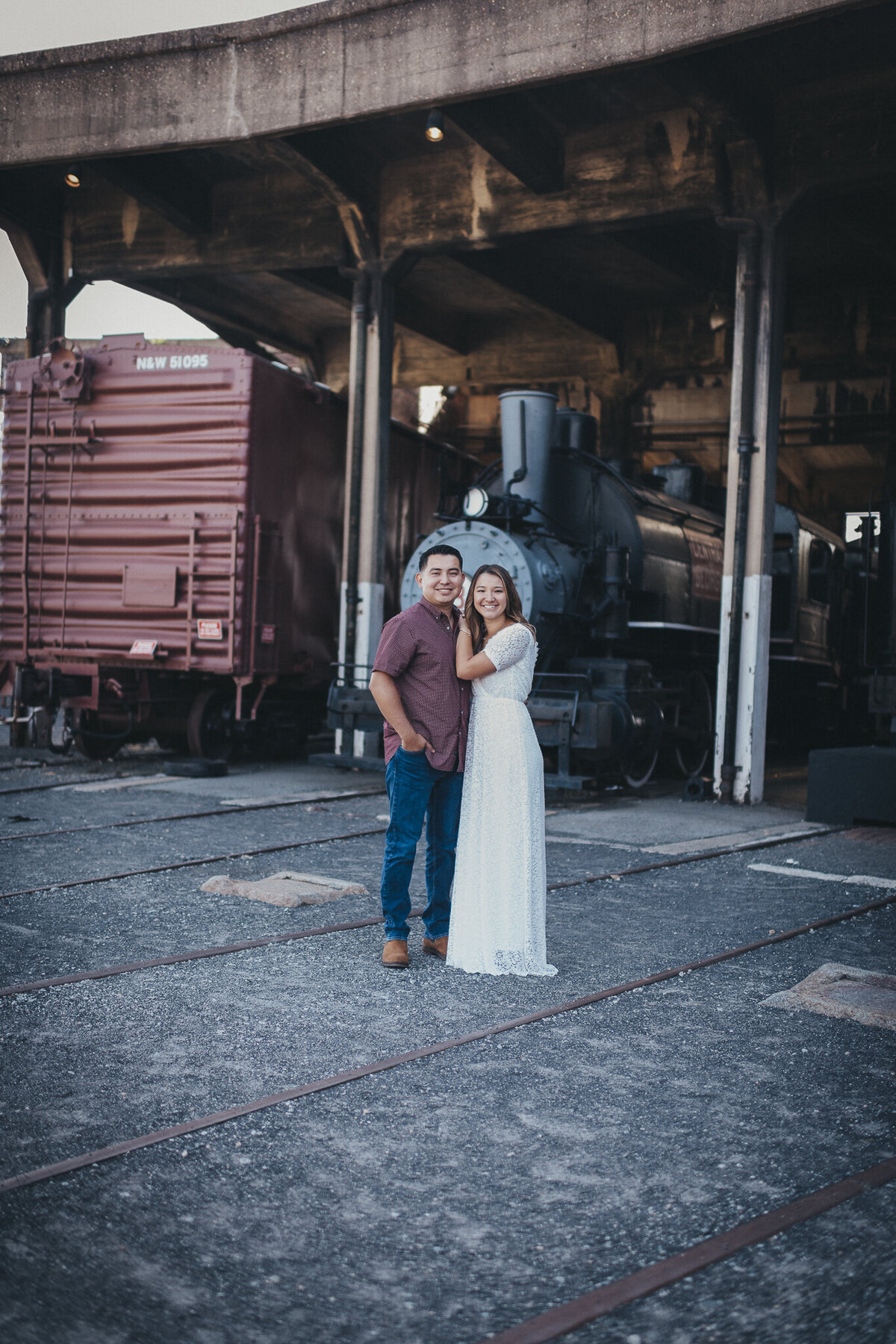 Engagement session at the georgia rail road museum